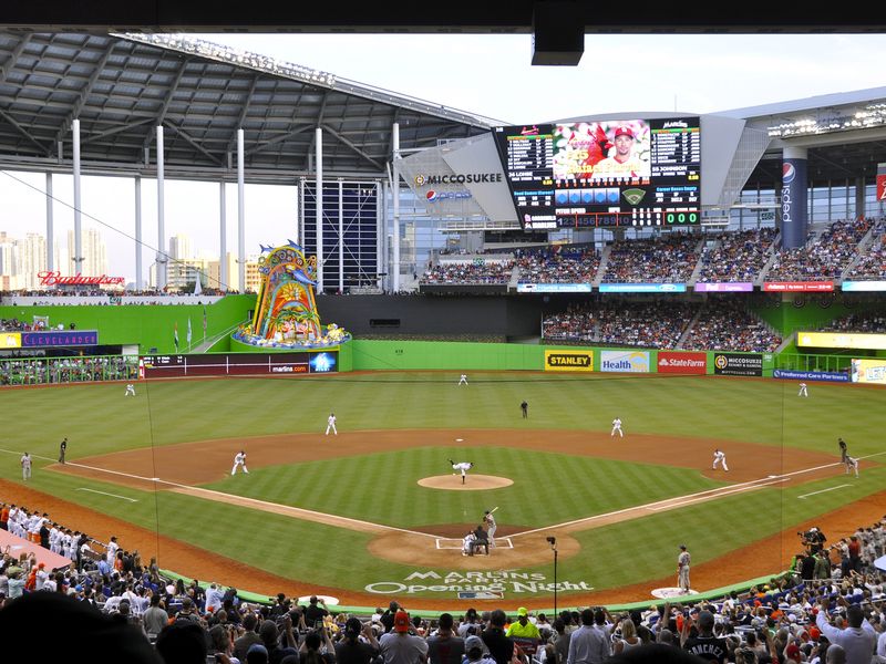 Marlins First Pitch At Marlins Park